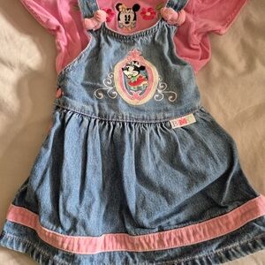 Disney Minnie Mouse Pink and Blue Denim Jumper